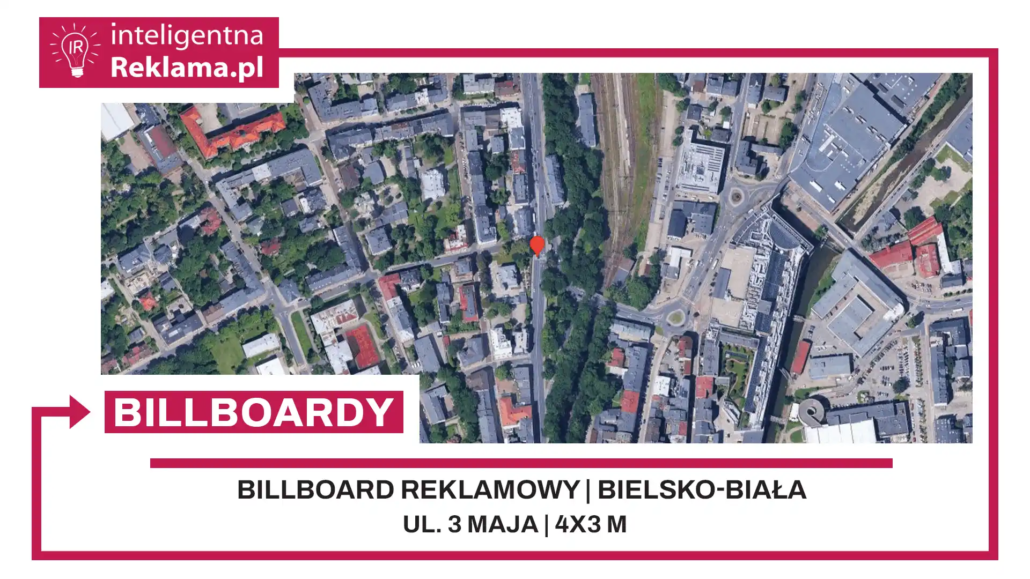 Lokalizacja reklamowa w Bielsko-Biała przy ul. 3 maja - powierzchnia 12 m²