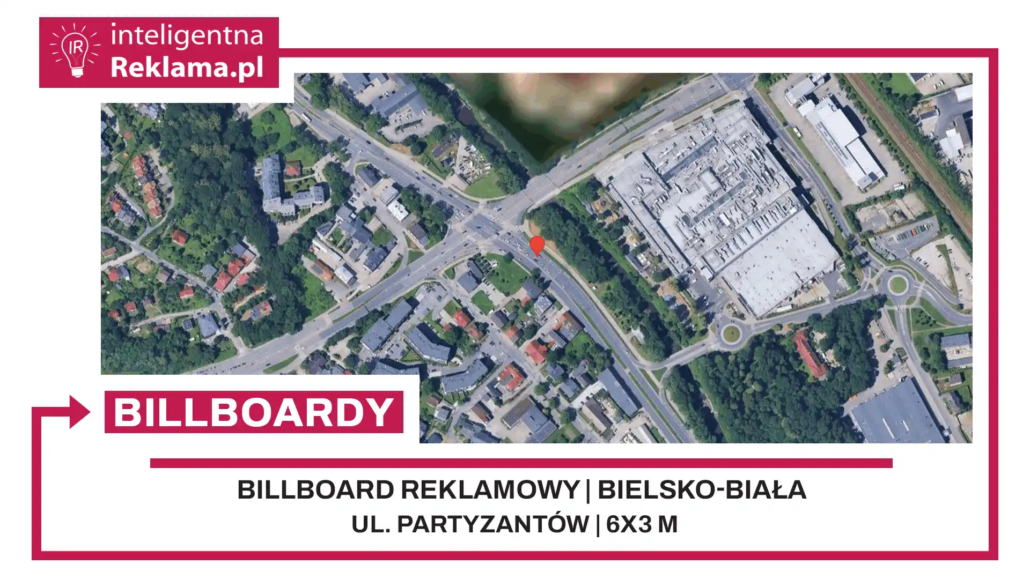 Lokalizacja reklamowa w Bielsko-Biała przy ul. Partyzantów - powierzchnia 18 m²
