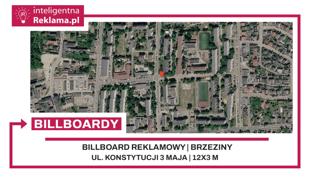 Lokalizacja reklamowa w Brzeziny przy ul. Konstytucji 3 Maja - powierzchnia 36 m²