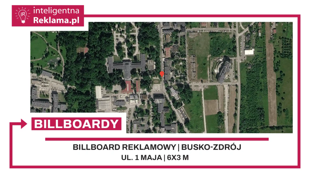 Lokalizacja reklamowa w Busko-Zdrój przy ul. ul. 1 Maja - powierzchnia 18 m²