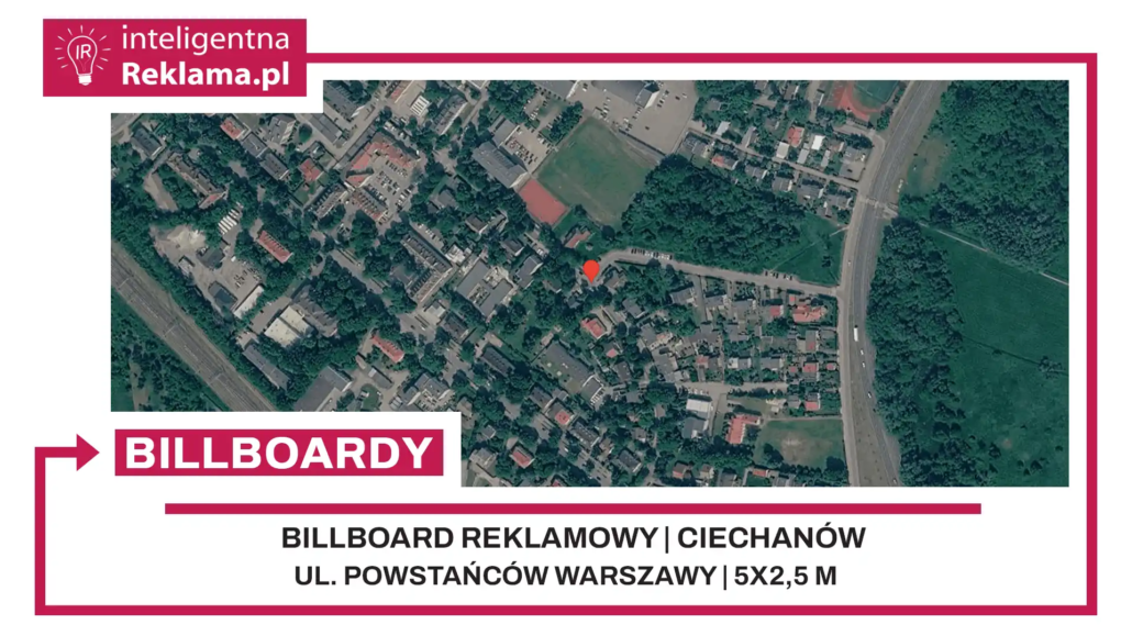 Lokalizacja reklamowa w Ciechanów przy ul. ul. Powstańców Warszawy - powierzchnia 12,5 m²