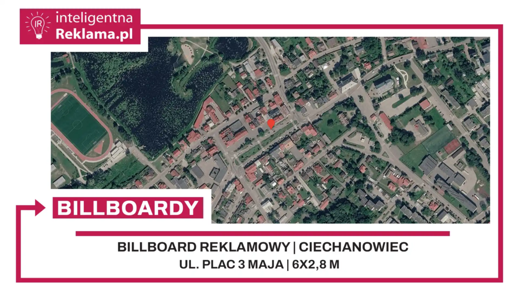 Lokalizacja reklamowa w Ciechanowiec przy ul. Plac 3 Maja - powierzchnia 16,8 m²