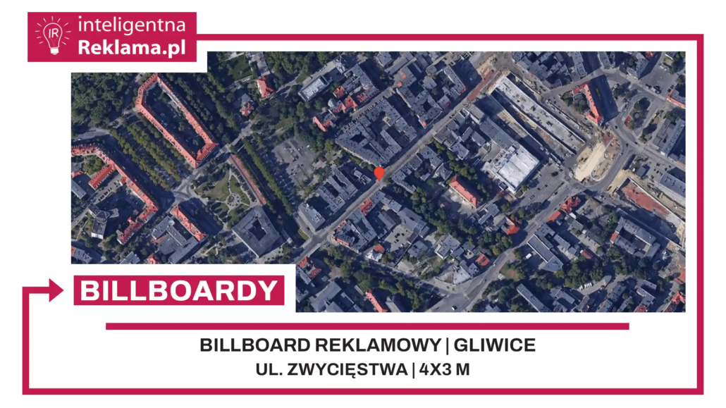 Lokalizacja reklamowa w Gliwice przy ul. Zwycięstwa - powierzchnia 12 m²