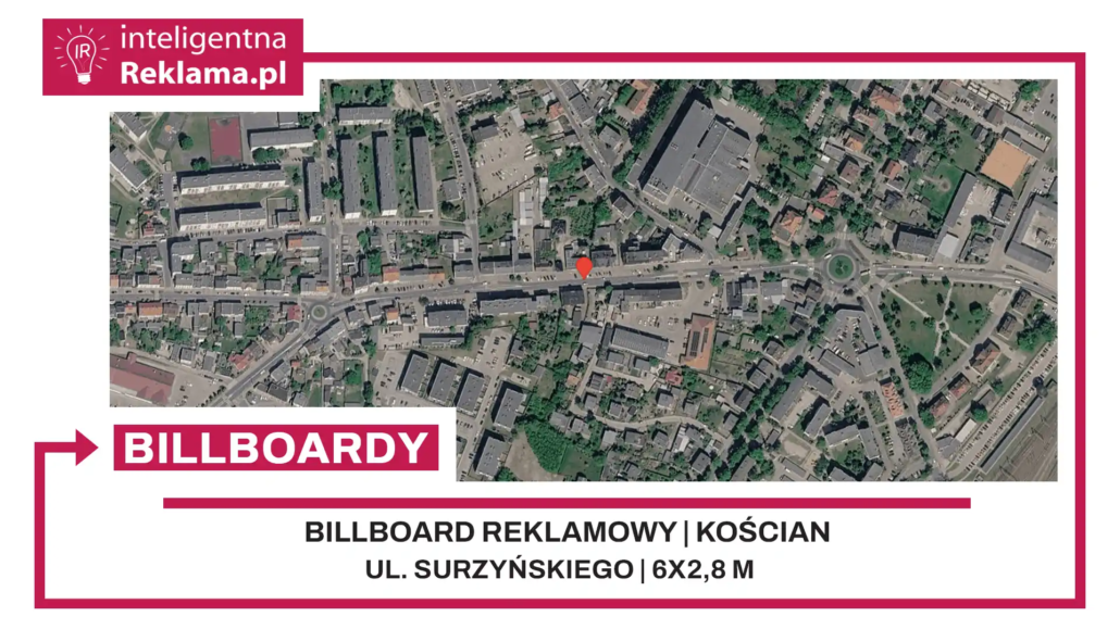 Lokalizacja reklamowa w Kościan przy ul. Surzyńskiego - powierzchnia 16,8 m²