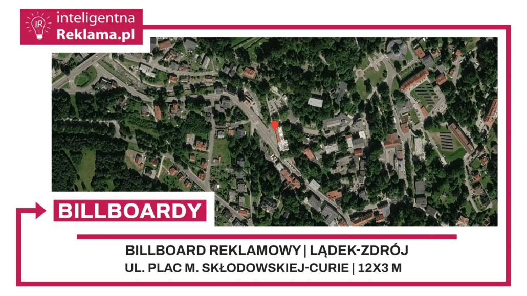 Lokalizacja reklamowa w Lądek-Zdrój przy ul. Plac M. Skłodowskiej-Curie - powierzchnia 36 m²