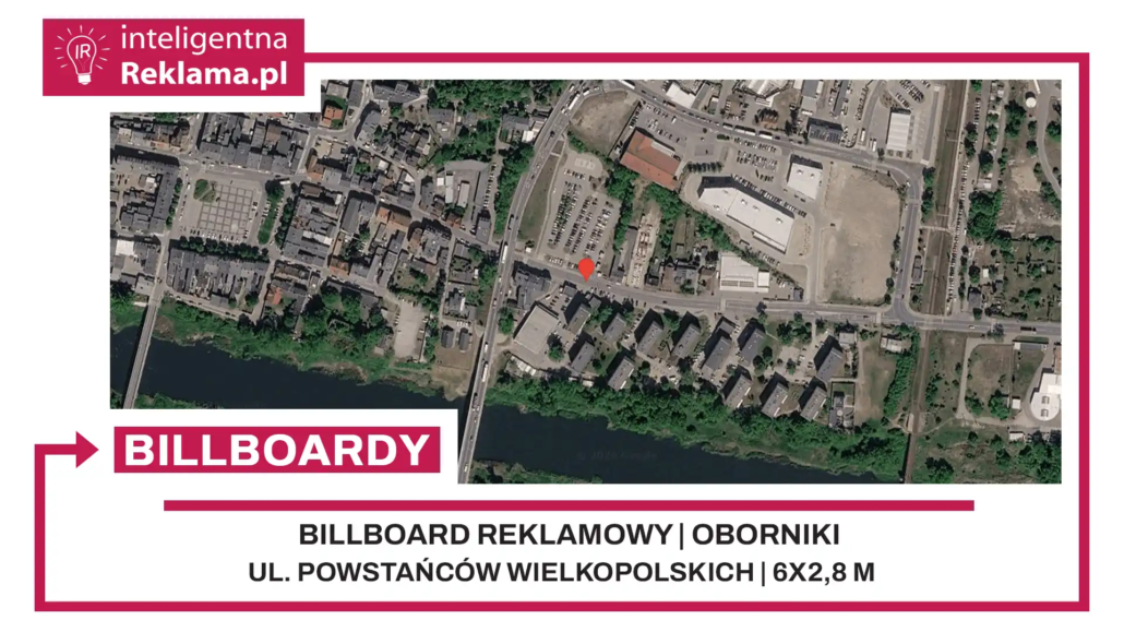 Lokalizacja reklamowa w Oborniki przy ul. Powstańców Wielkopolskich - powierzchnia 16,8 m²