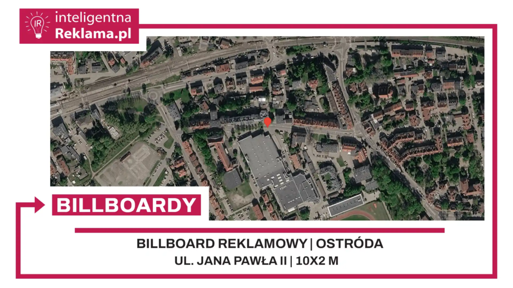 Lokalizacja reklamowa w Ostróda przy ul. ul. Jana Pawła II - powierzchnia 20 m²