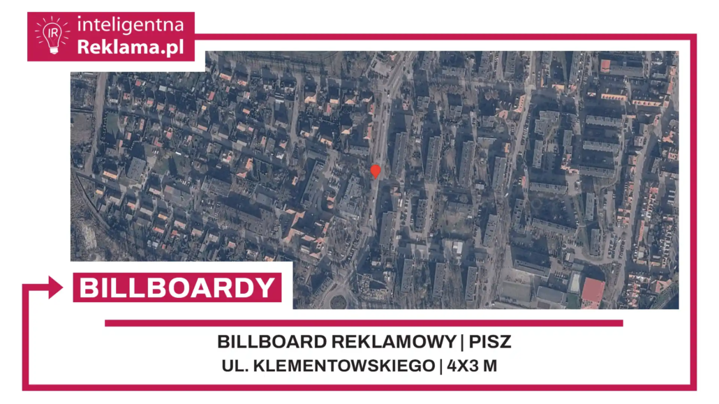 Lokalizacja reklamowa w Pisz przy ul. Klementowskiego - powierzchnia 12 m²