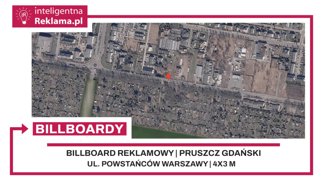 Lokalizacja reklamowa w Pruszcz Gdański przy ul. ul. Powstańców Warszawy - powierzchnia 12 m²