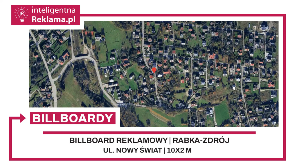 Lokalizacja reklamowa w Rabka-Zdrój przy ul. Nowy Świat - powierzchnia 20 m²