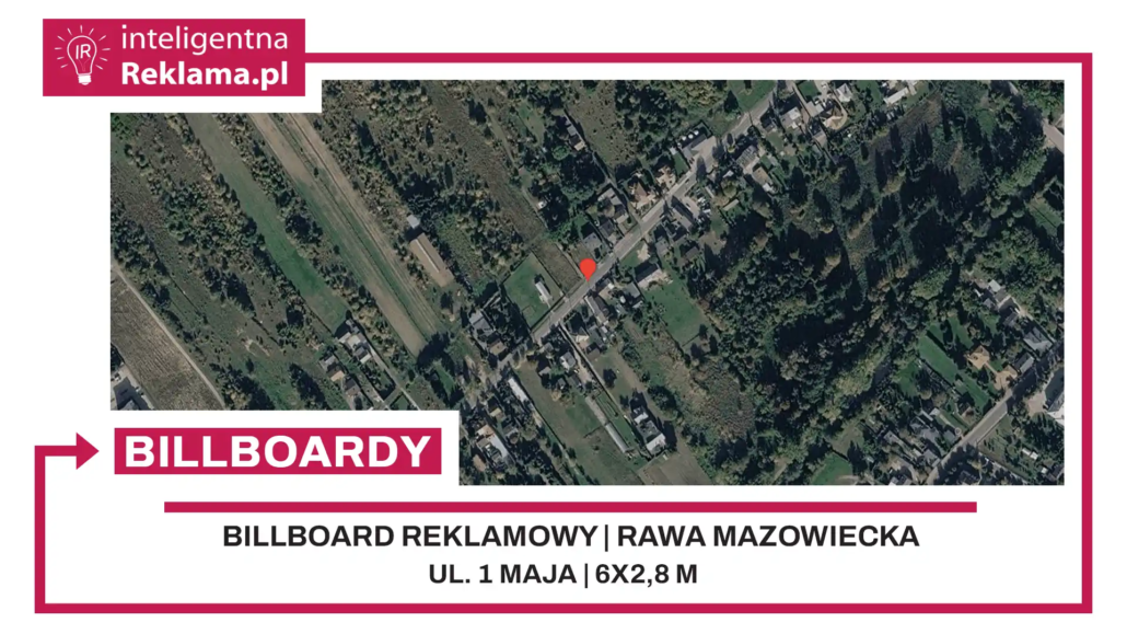Lokalizacja reklamowa w Rawa Mazowiecka przy ul. 1 maja - powierzchnia 16,8 m²