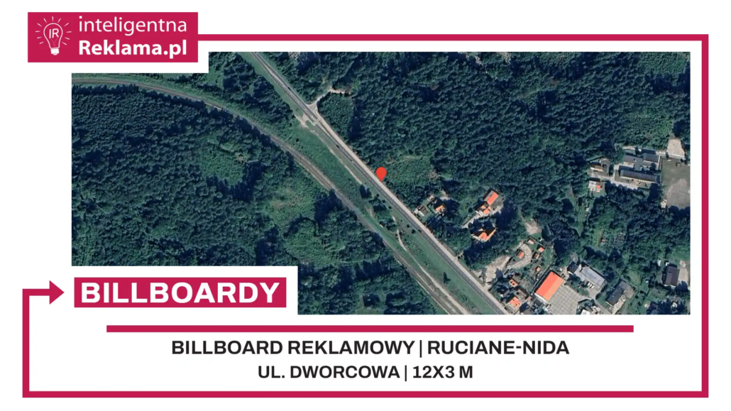Lokalizacja reklamowa w Ruciane-Nida przy ul. ul. Dworcowa - powierzchnia 36 m²