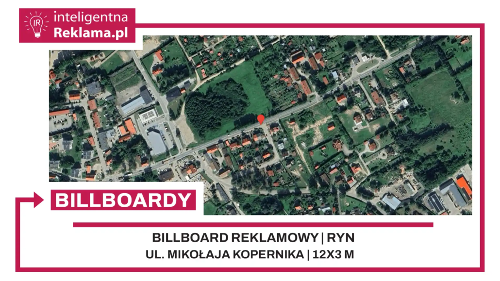 Lokalizacja reklamowa w Ryn przy ul. Mikołaja Kopernika - powierzchnia 36 m²