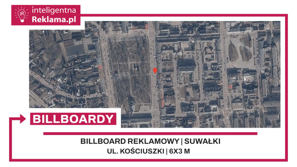 Lokalizacja reklamowa w Suwałki przy ul. ul. Kościuszki - powierzchnia 18 m²