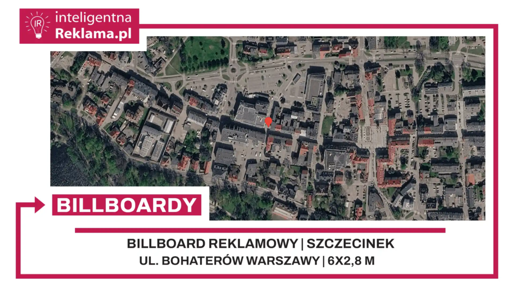 Lokalizacja reklamowa w Szczecinek przy ul. Bohaterów Warszawy - powierzchnia 16,8 m²