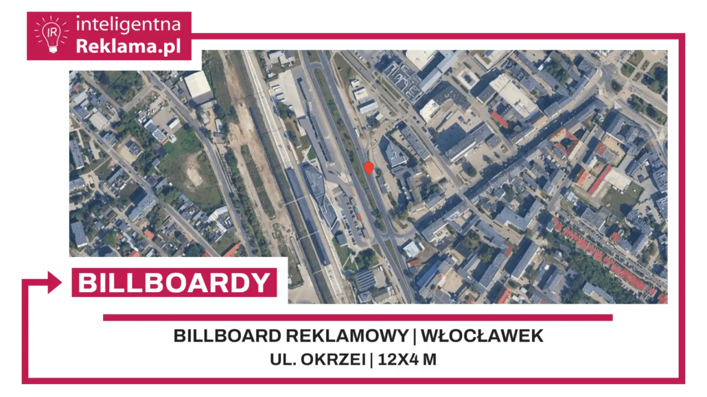 Lokalizacja reklamowa w Włocławek przy ul. Okrzei - powierzchnia 48 m²