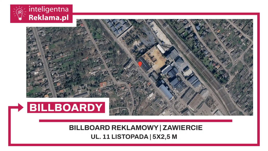 Lokalizacja reklamowa w Zawiercie przy ul. ul. 11 Listopada - powierzchnia 12,5 m²