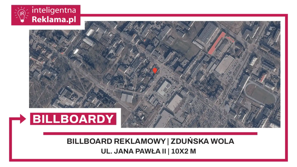 Lokalizacja reklamowa w Zduńska Wola przy ul. Jana Pawła II - powierzchnia 20 m²